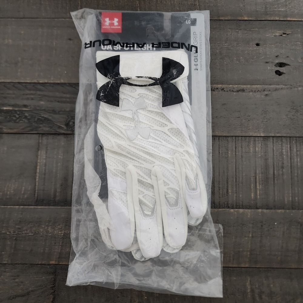 Under Armour Spotlight Skill Player Football Gloves L White Gluegrip 1351538-100